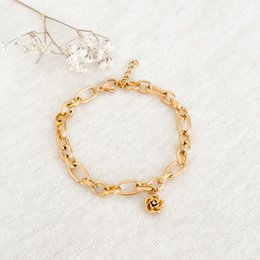 Nysgjerrig Schakel & Flower Armbånd - guld