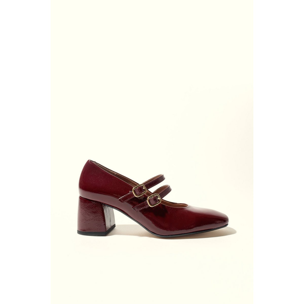 MAITE BURGUNDY – Mary-Jane-Schuhe mit doppeltem Riemen und Absatz
