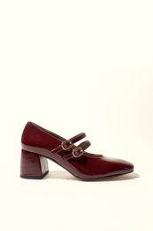MAITE BURGUNDY – Mary-Jane-Schuhe mit doppeltem Riemen und Absatz