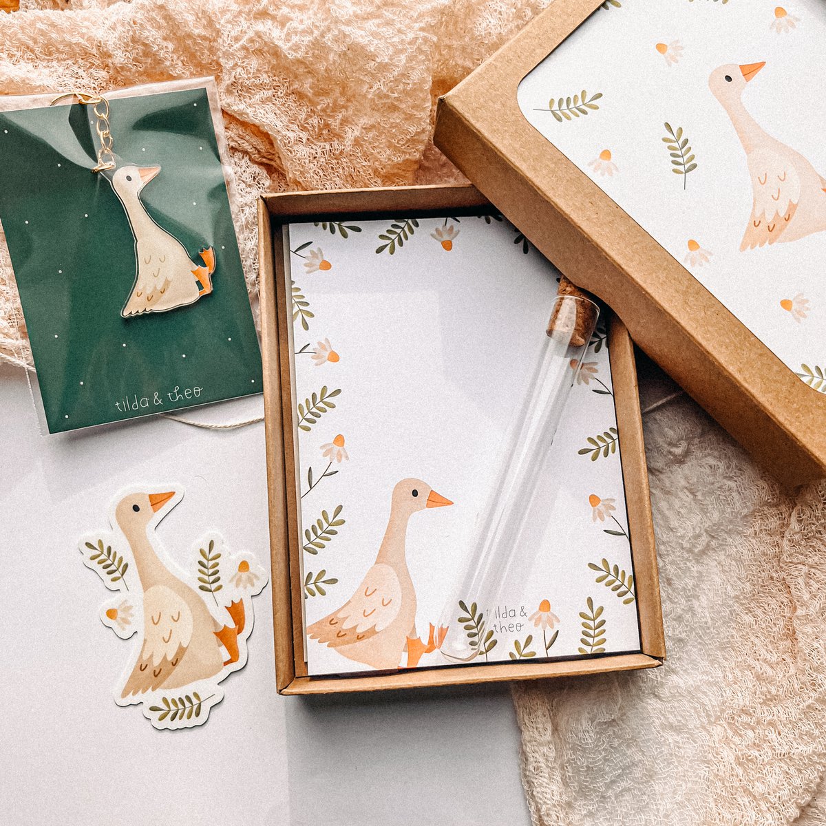 Set regalo ganso - caja regalo papeleria gansos - regalo dinero