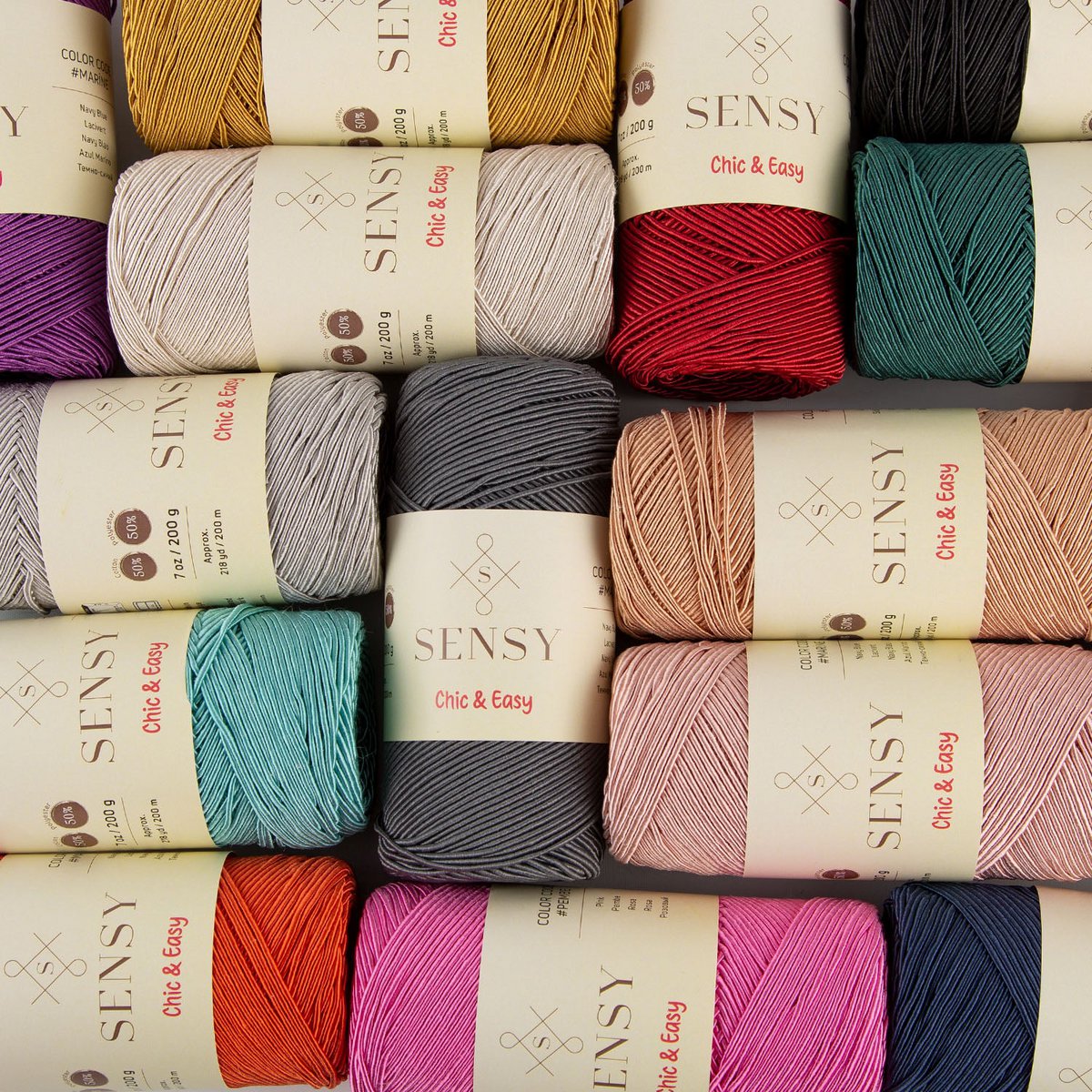 Sensy Premium Chic & Easy 1,5 mm 218 iarde 50% cotone 50% poliestere Corda per borsa all'uncinetto Filo per uncinetto