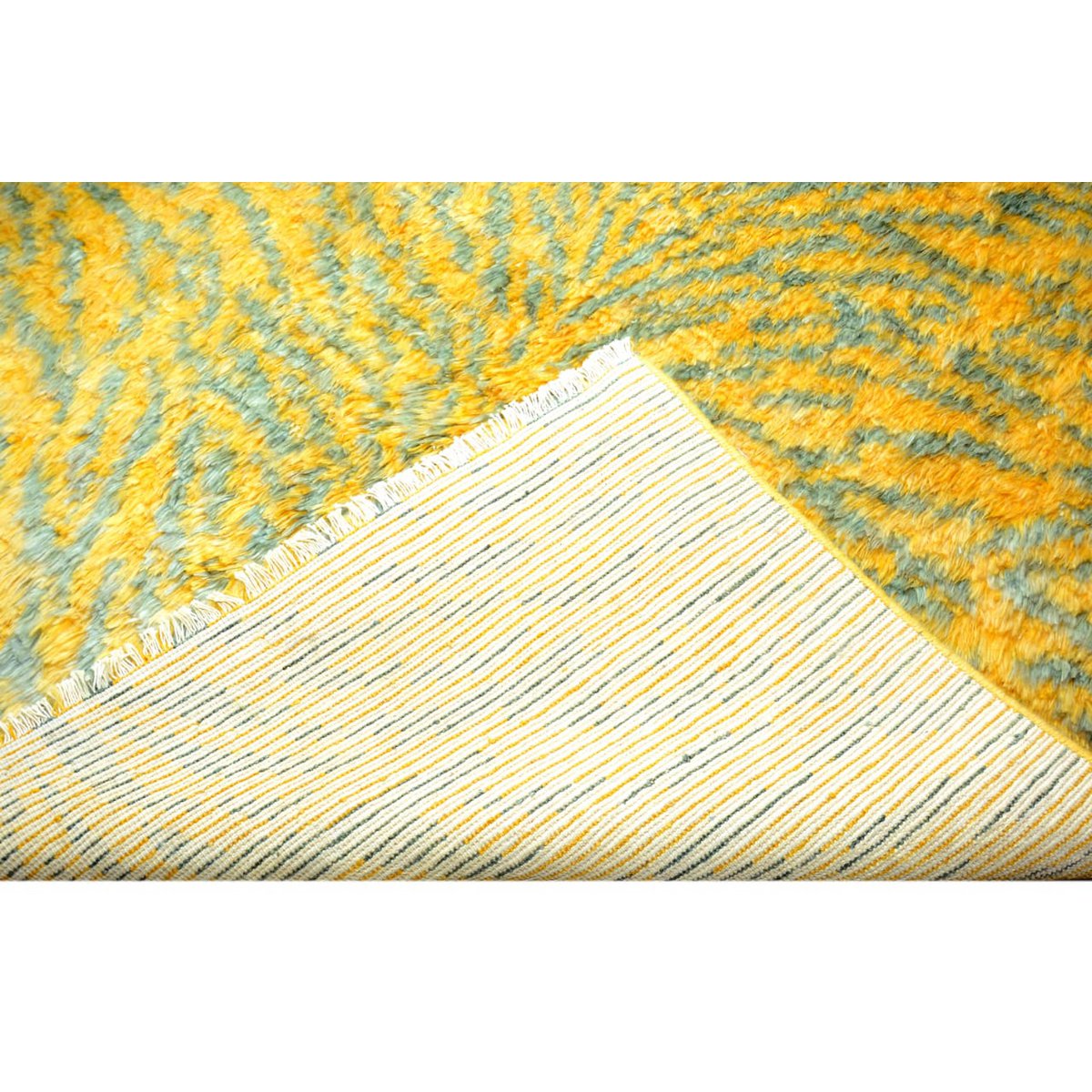 Moroccan Yellow Tiger Fluffy Shaggy Rug