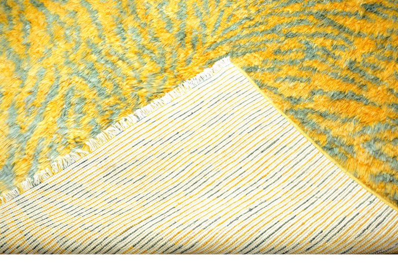 Moroccan Yellow Tiger Fluffy Shaggy Rug
