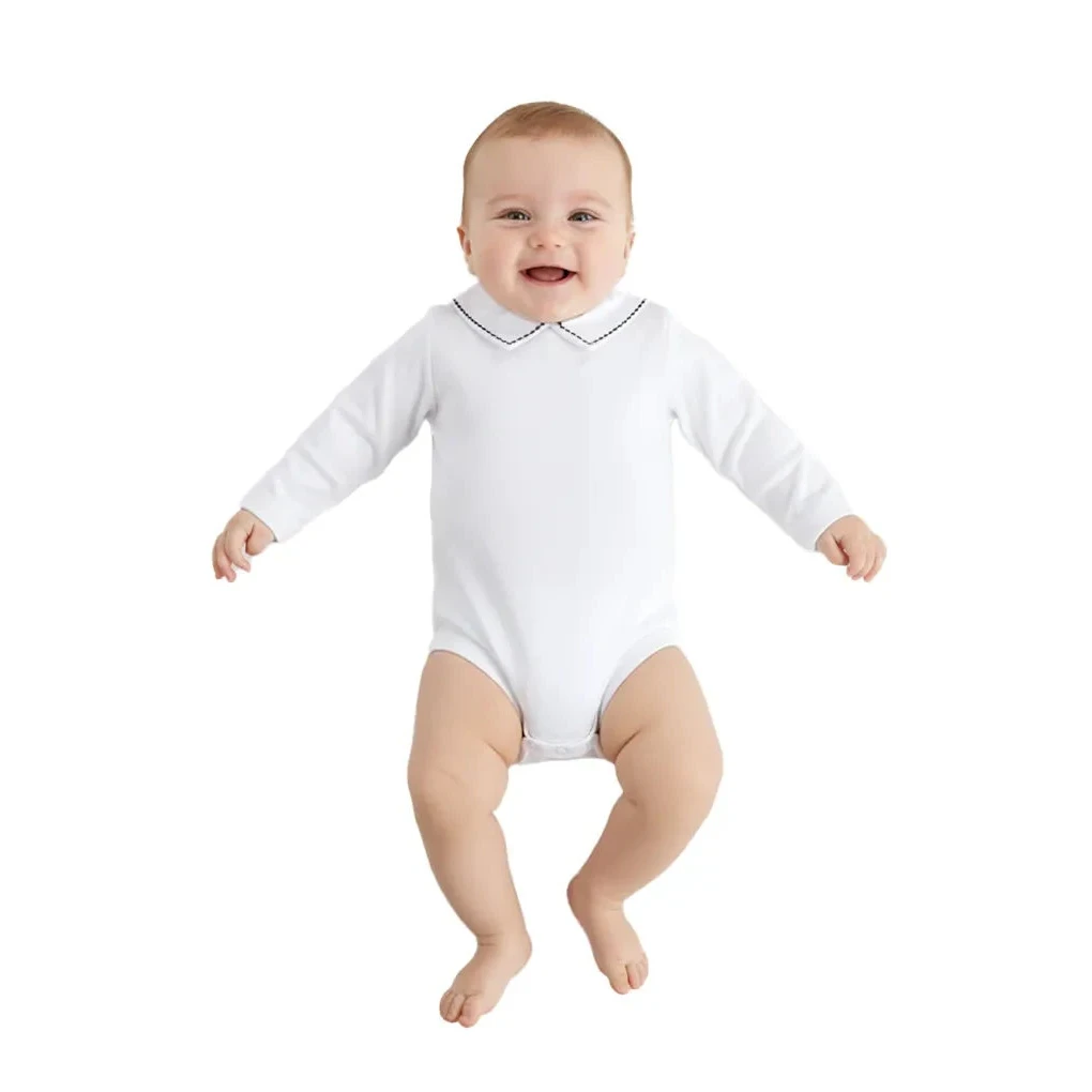 Body T-shirt dla niemowląt z kołnierzykiem, szczotkowane