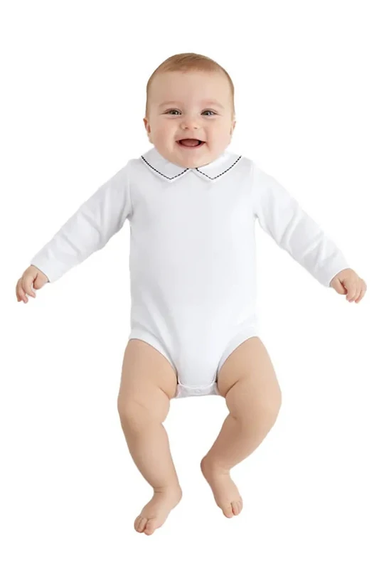 Body T-shirt dla niemowląt z kołnierzykiem, szczotkowane