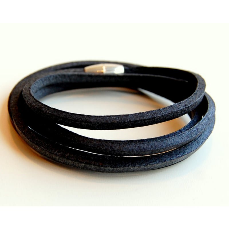 Herrenarmband schwarze Lederspitze mit Magnetverschluss