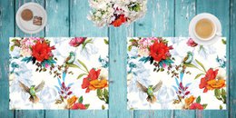 Bunte Kolibris mit Wildblumen | Platzsets aus Premium-Vinyl 44 x 32 cm - 4 Stück