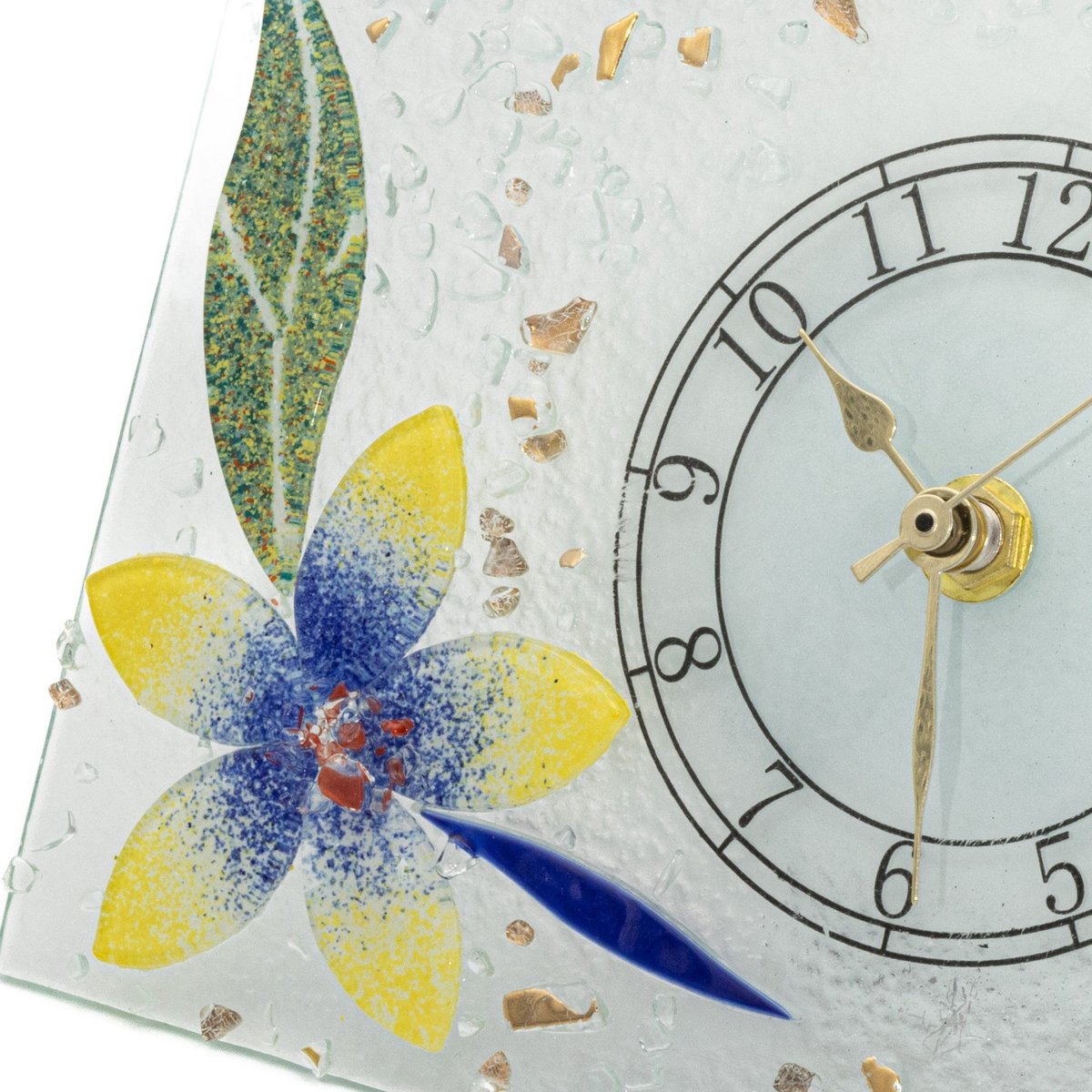 Murano Glass rechthoekig tafelwacht, cadeau -idee, bloemengouden decoratie cm.18x15