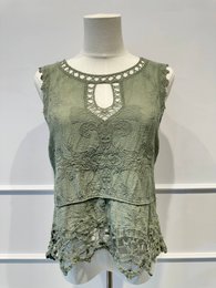 Camiseta sin mangas de encaje bordado - 100% - Made in ITALY
