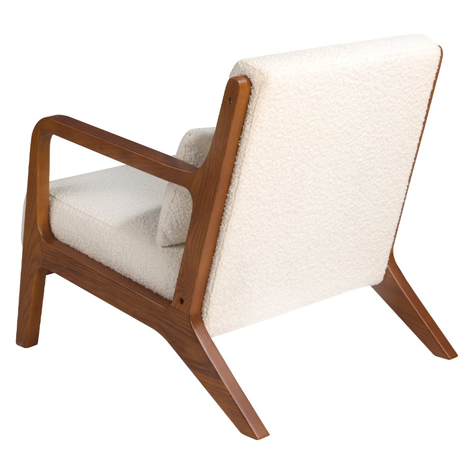 Fauteuil van gestoffeerde stof en notenhout 5100