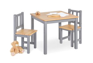 Children´s table and chair set „Fenna”, grey/natural, 3 parts