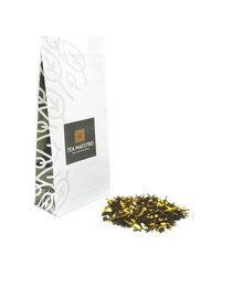 Premixed tea blend in a 80 gram bag, featuring a celebratory mix of green tea, yellow flowers, and other natural ingredients.