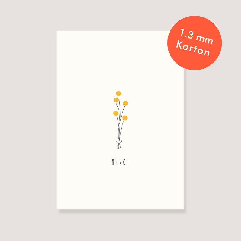 Postcard natural cardboard - "Bouquet of flowers - Merci"