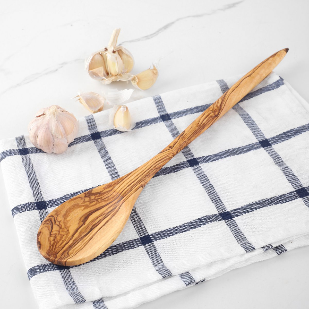 Olive Wood Cooking Spoon – Handmade with Acute Handle