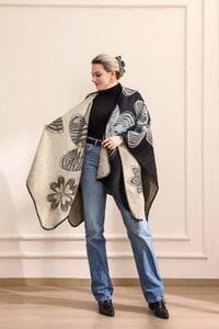 Emilie Schals Poncho Cape grau-anthrazit Schal
