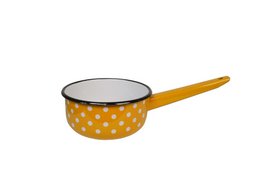 Enamel sauce pan Polka dot mustard 1,5L Isabelle Rose