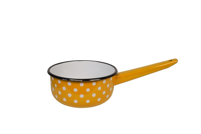 Enamel sauce pan Polka dot mustard 1,5L Isabelle Rose