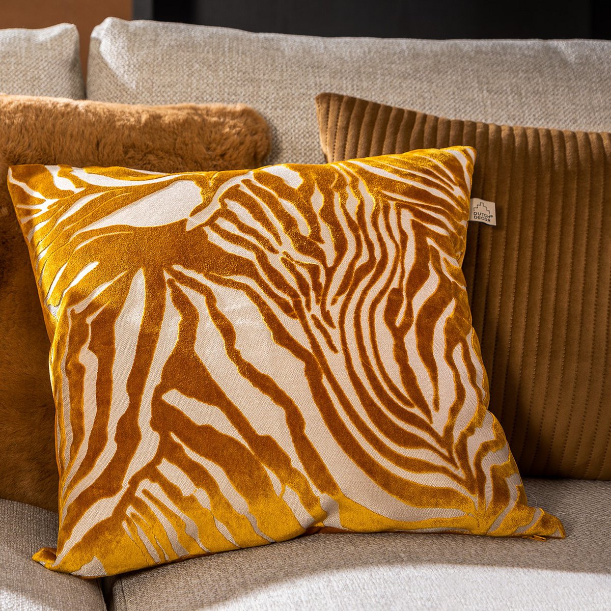 Dutch Decor DAVID - Cushion 40x40 cm - Tobacco Brown - Brown