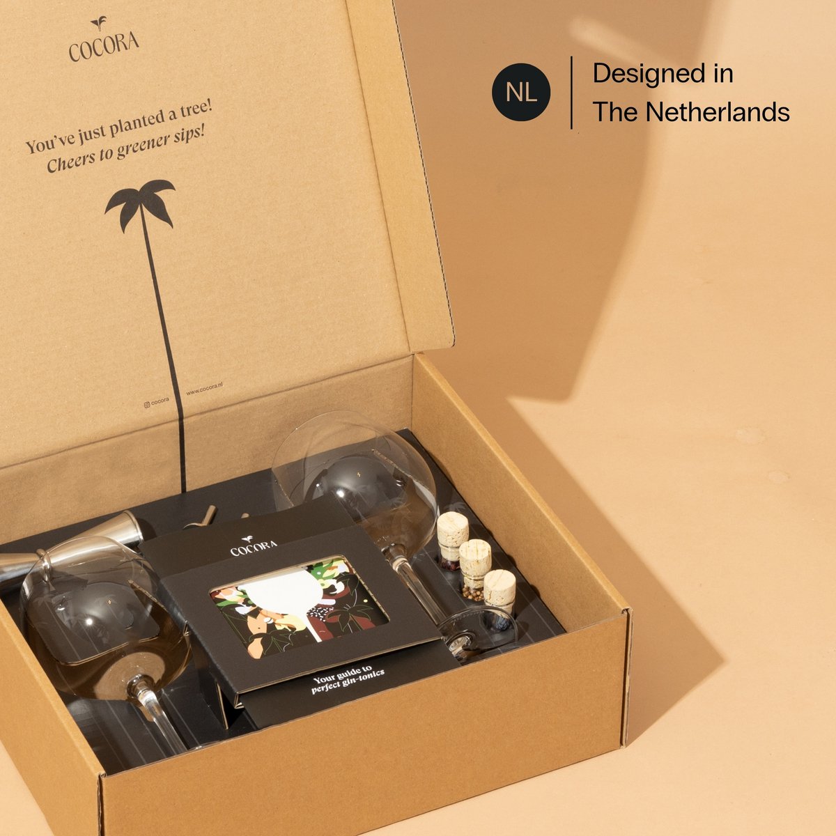 Cocora Gin Tonic Geschenkset – 12-teiliges Edelstahl-Cocktail-Set – Tritan®-Kristallglas – Cocktailbuch – Nachhaltig