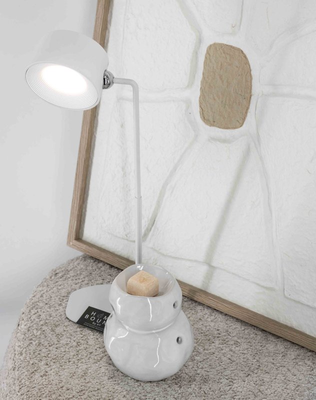 Schreibtischlampe Design LED auf Batterie weiß, mit Wandmontage