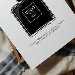 Poster: Coco Noir Perfume Bottle Illustration