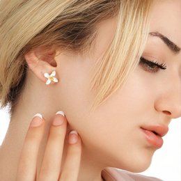Lily Flower Stud Øreringe - 925 Sterling Sølv Stud Øreringe - OHR925-41