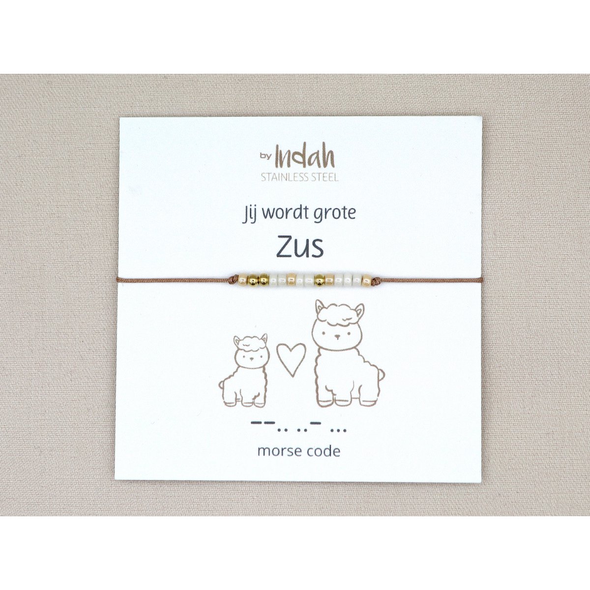 Morse code armband jij wordt grote zus, roestvrij staal zilver of goud