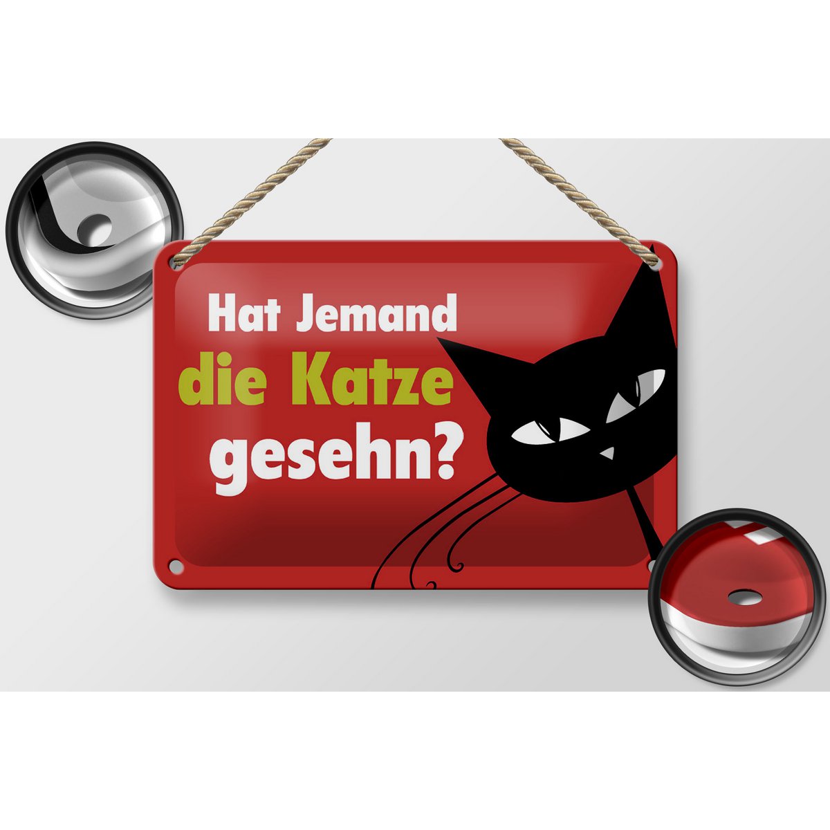 Tin sign saying 18x12cm did someone see a cat gift decoration