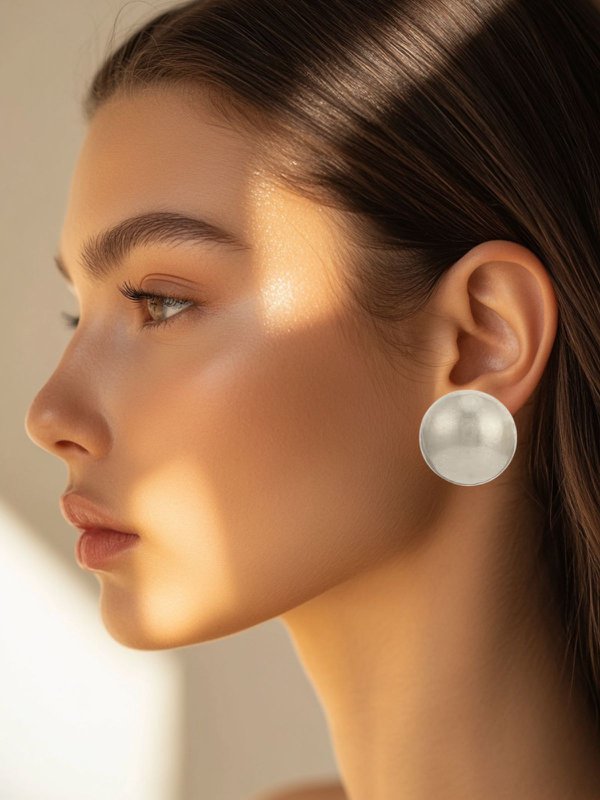 Orecchini di tendenza rotondi Mely color argento