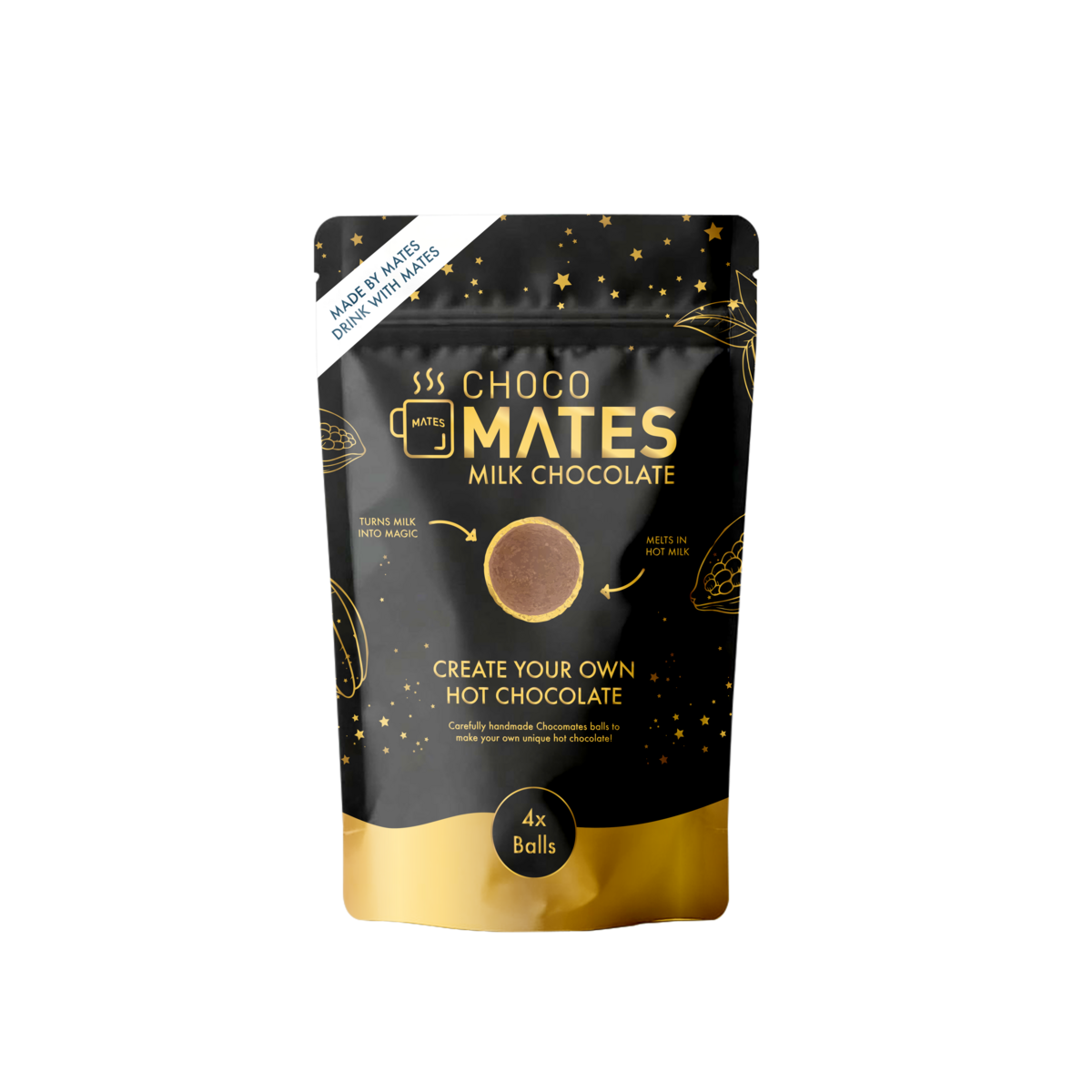 Kerst Black / Gold Chocomates (Milk) - Hot Chocolate 