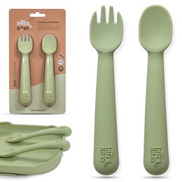 Siliconenlepel en vork van Olive Green