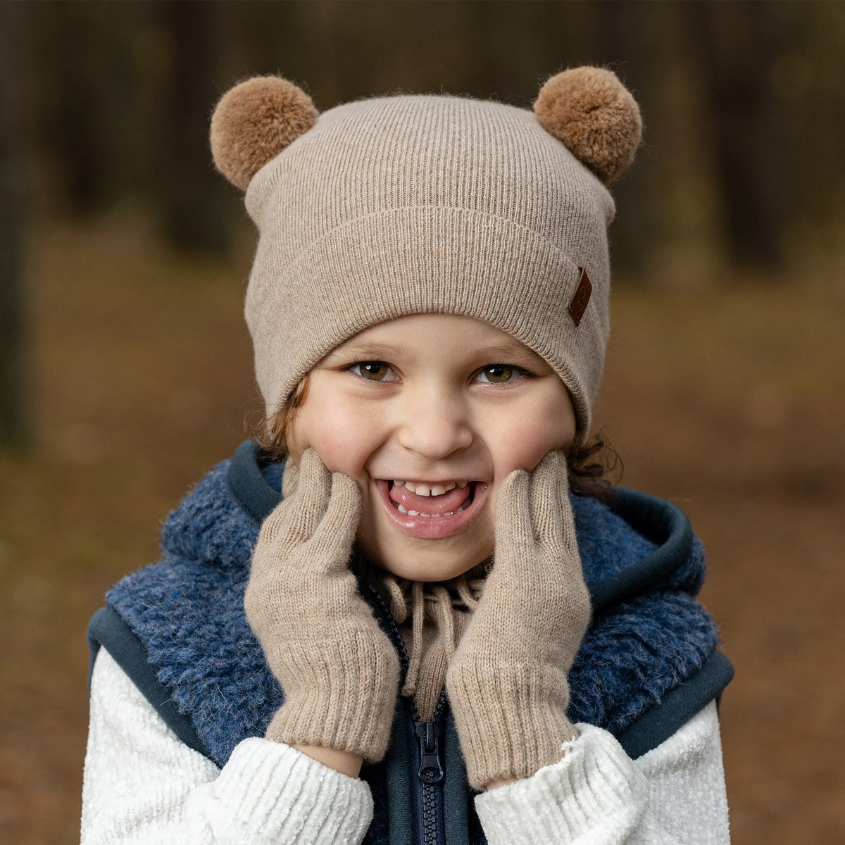 Gestrickte Babymütze aus Merinowolle und Kaschmir für Kinder