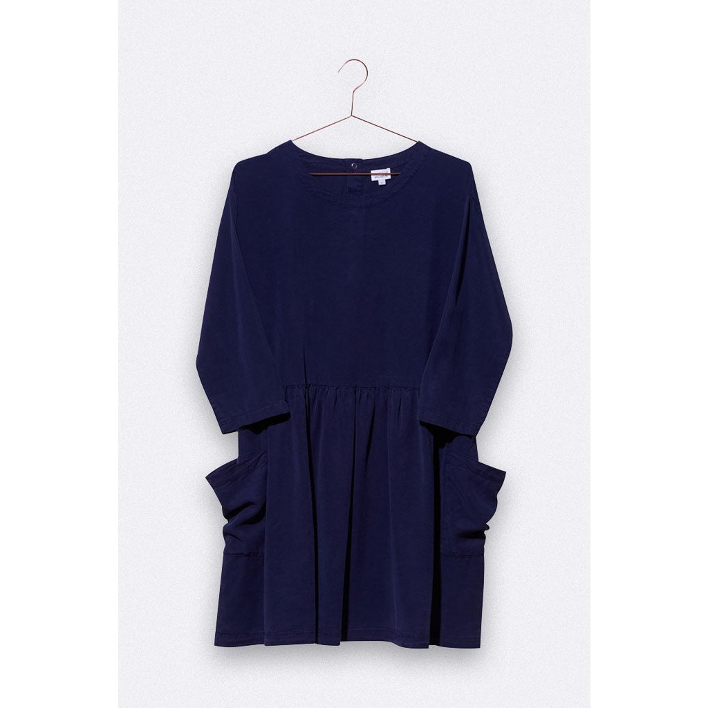 Lena dress in dark blue Tencel for women