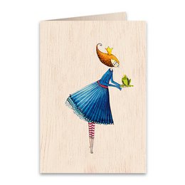 Princess and Frog Wooden folded greeting card