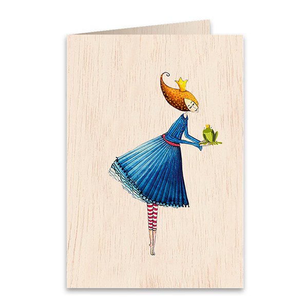Princess and Frog Wooden folded greeting card