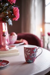 Set/2 Mugs Large Flower Festival Dark Pink 350ml