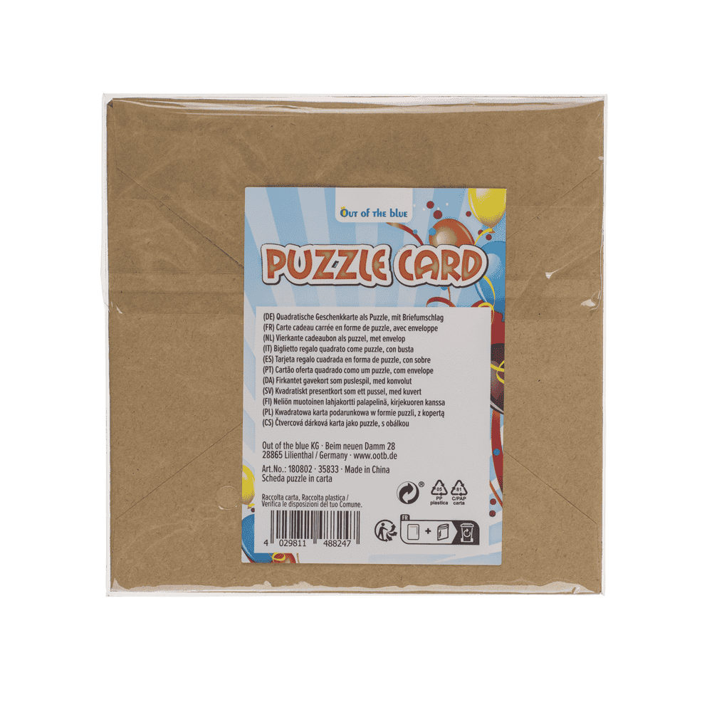 Square shaped gift card, puzzle, Birthday,
