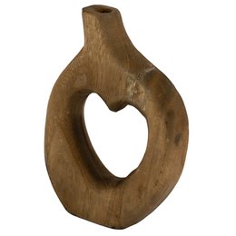 Wooden heart vase walnut