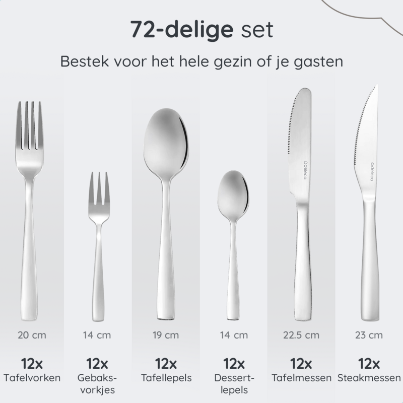 Besteckset Essential – 12 Personen / Silber 18,0 Edelstahl
