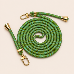 Shimmery phone cord in various colors including pink, purple, olive green, blue, green, lilac, white, black, turquoise, and orange. The cord is made of a flexible, durable material and can be used to connect a smartphone to a charger or other device.