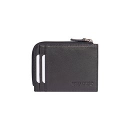 RB10793A | Karten-/Dokumentenetui mit Reißverschluss und RFID-Schutz aus echtem Vollnarbenleder mit leichter Narbung. Schwarze Farbe. Abmessungen: 12 x 9 x 0,5 cm