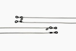 Silver chain glasses holder with adjustable length, suitable for sunglasses or eyeglasses.
