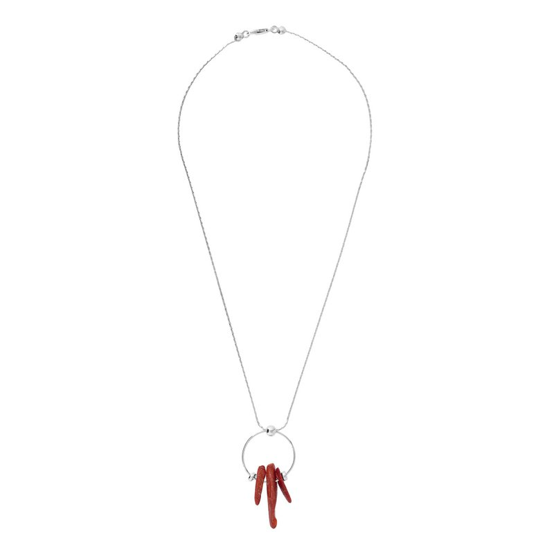 Zilveren en koraal ketting Rouge natuurlijk koraal 40cm