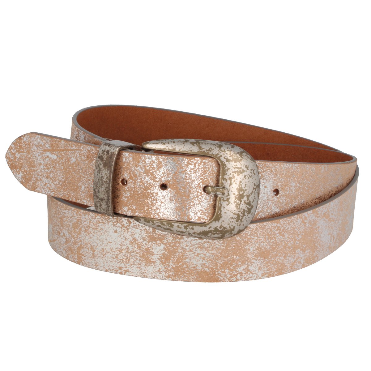 Cintura da donna in pelle brillante larga argento