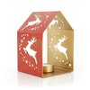 Tea light holder house red, sheet iron, Christmas decoration