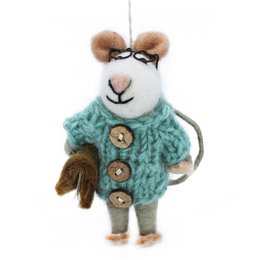 Ręcznie robiona filcowa, biodegradowalna dekoracja wisząca Susie Mouse