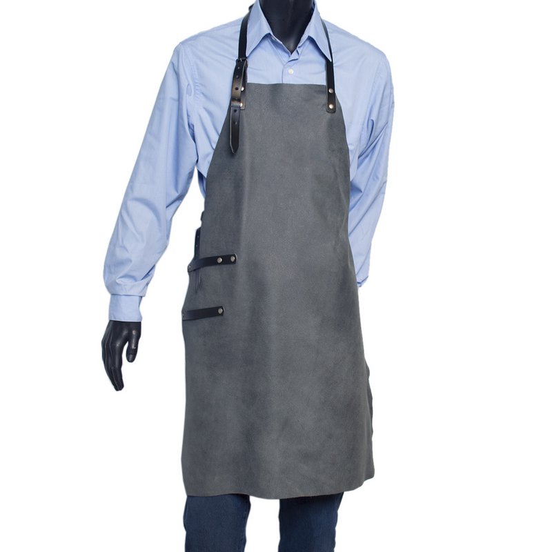 Apron Leather - BBQ Apron - BBQ Accessories - Olive Green and Gray Blue