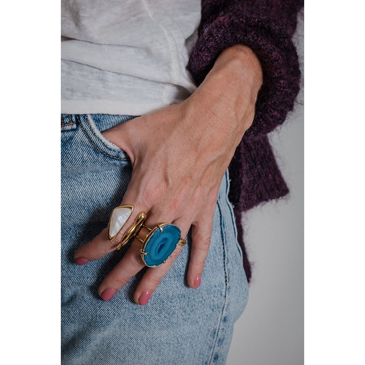 Ring Saudade blauer Achat