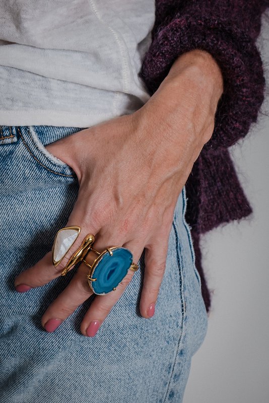 Ring Saudade blå agat