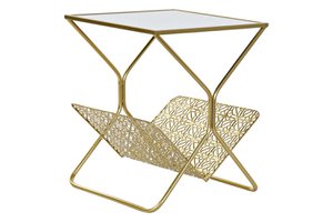 METAL MIRROR MAGAZINE RACK 45X45X55 GOLDEN MB194911